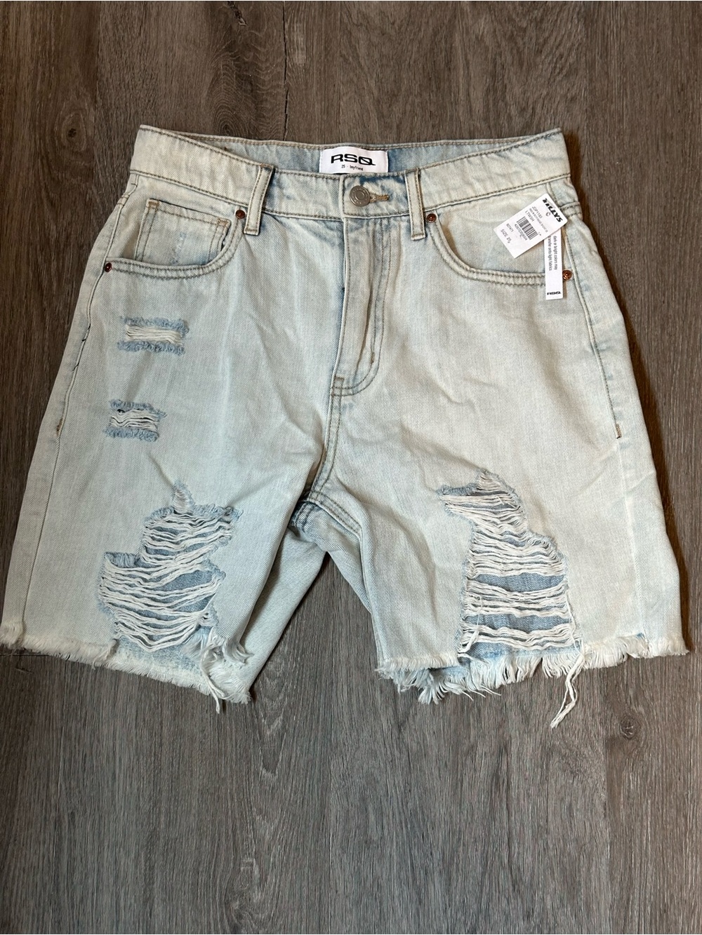 RSQ | Women’s Size 25 | Light Blue Distressed Boyfriend Denim Shorts - NWT!